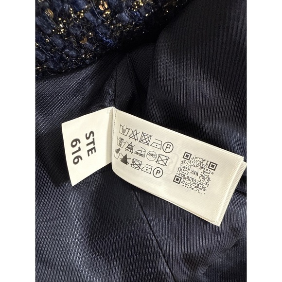 Zara Women's Size L Navy Structured Belted Sequin Vest NEW NWT - Picture 10 of 11